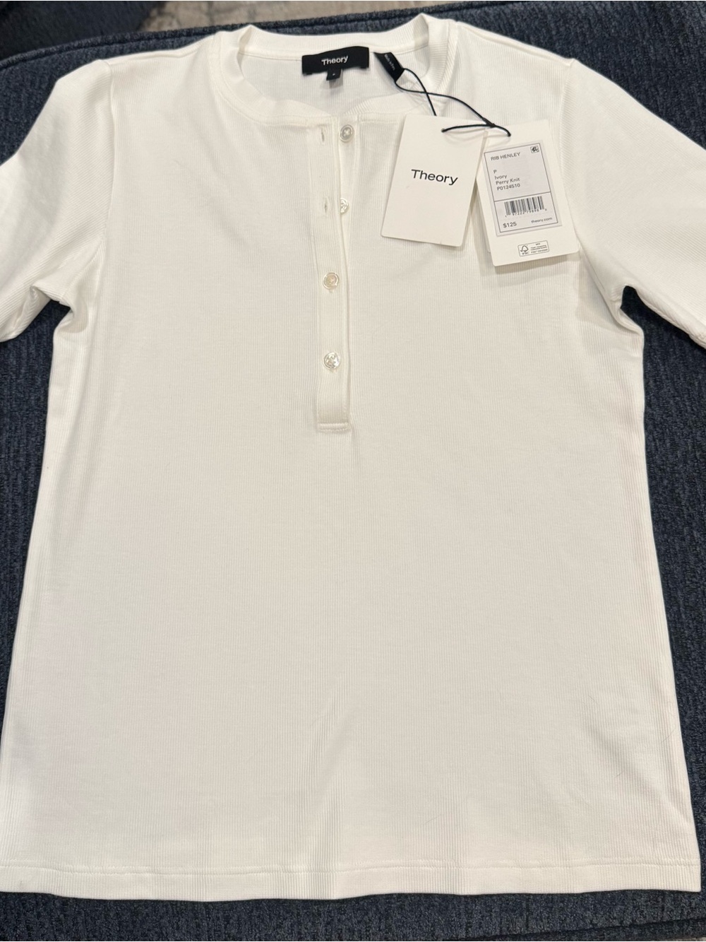Theory White Short-Sleeve Henley Tee